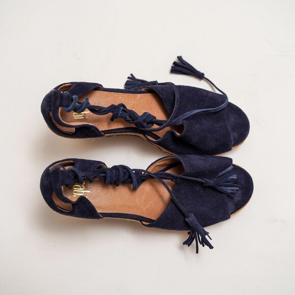 CAbi "Isla" Espadrille Lace Up Open Toe Wedges - Picture 5 of 9